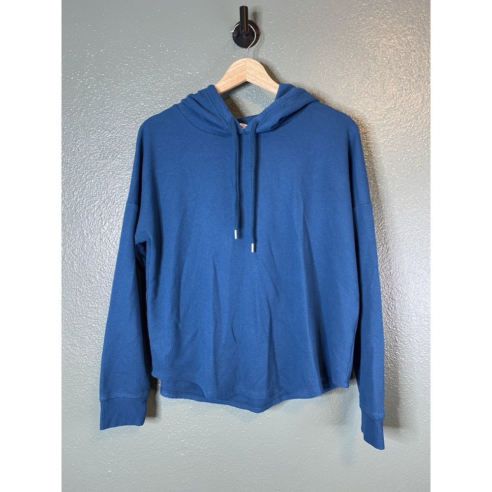 Victoria's Secret Hoodie Womens Medium Deep Turquoise Waffle Knit Relaxed Fit